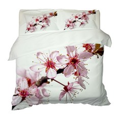 花朵印花簡約舒適被套+枕頭套 2入, 混合顏色