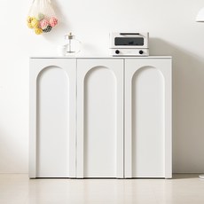 올라프 3단 아치수납장 1200 방문설치, 아이보리화이트