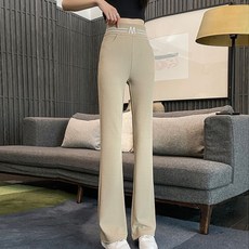 구디프 여성용 하이웨이스트 세미 부츠컷 밴딩 팬츠