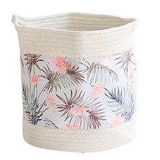 Minsung Company 棕櫚樹布料收納籃 小型, 粉紅色, 1個