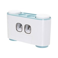 ecoco 幸福之家洗漱套裝, 免釘安裝, 自動擠牙膏, 多功能收納, 藍色, 1個