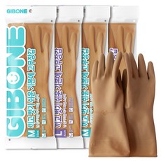 GIBONE 易於穿脫橡膠手套 M 2 套雙手 + L 2 套雙手, 米色, 混合, 1套