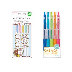 MILDLINER Zebra Line Friends 溫和眼線筆套組 5 支 + Sarasa Clip 圓珠筆 0.4 毫米套組 5 支, 混色, 1套
