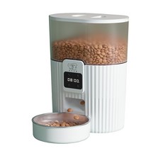 Nyangizeumeong 貓狗不鏽鋼自動餵食器, 3L, 白色的