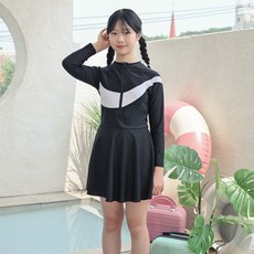 CocoDream 女童款Aiki長袖半拉鍊連身裙防曬衣泳衣 2501