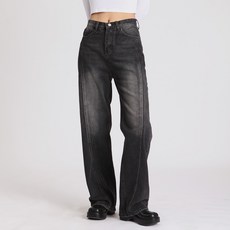 提臀修身女款剪裁水洗寬版牛仔褲 HF239 短版