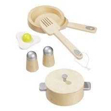 howa 木製廚具廚房玩具套組, 銀+木