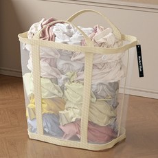 마켓플랜 접이식 대용량 틈새 메쉬 빨래 바구니, 아이보리