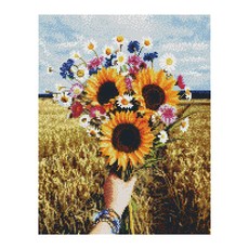 아이러브페인팅 DIY 보석 십자수 키트 해바라기 꽃다발, 혼합색상, 1개