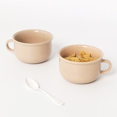 ROUND N FLAT Rocoliving 簡約圓形麥片馬克杯, 2個, 穀物色