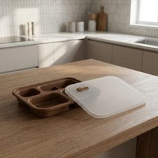 네스틱 유아용 킨더플레이트 식판 + 실리콘 커버 세트, 초코, 1세트, 플레이트 + 커버