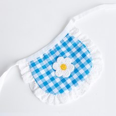 Carno 卡諾 寵物格紋花朵圍兜, 藍色, 1個