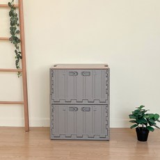 버츄나인 프라임 컨테이너 수납장 2단 + MDF상판 세트, 브라운