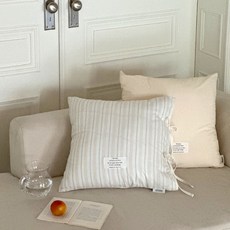 메종드룸룸 뮤즈 스트링 리본 쿠션커버 앤더 50 x 50 cm