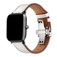 어메이즈핏빕 프리미엄 레더 버클 밴드 스트랩, 화이트