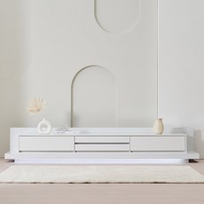 데코퍼니쳐 레이즈 거실 수납장 4단 2300 방문설치, 화이트