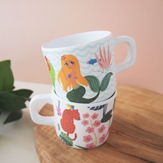 幼兒印馬克杯2入組, 野生植物款+美人魚款, 1組