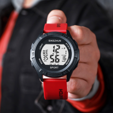 Sikezhun 時刻準 逍遙商會 軍人學生電子運動手錶 50g, 1個, 紅色