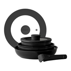 dogado Cookware 6件組 電磁爐適用IH, 18cm鍋+鍋蓋+22cm燉鍋+26cm煎鍋+多蓋(22/24/26cm）+多柄, 花崗岩灰色