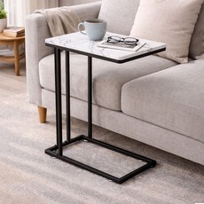 가구느낌 고사이드 테이블 500 x 300 x 580 mm, 마블화이트블랙