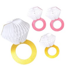 PARTYSHOW 紙製寶石戒指掛飾2件組, 金色, 玫瑰金色, 2套