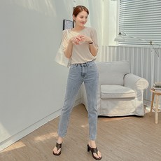 로미스토리 빅사이즈 슬림 일자핏 데일리 데님팬츠