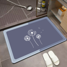 Signpost防滑可水洗珪藻土腳踏墊, 深藍蒲公英