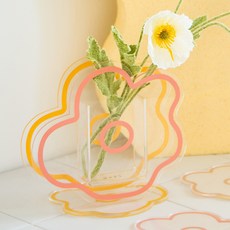 마켓에이 유럽 아크릴 쉐입 꽃병, 옐로우핑크꽃