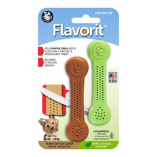 Pet Qwerks Toys Nylon Spread Bone Flavorit S 2 件套, 薄荷味、花生醬味, 1套