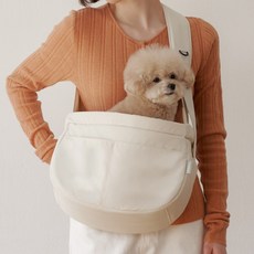 likalika 狗狗擴張型外出包堅固半月斜背包, 乳霜