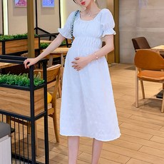 UNHEV 方領寬鬆孕婦連身裙