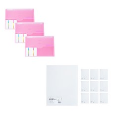ECO Chungwoon 多色白色標示文件夾 A4 3入+PP名片L夾 A4 10入, 粉色（白背文檔文件），透明（名片L夾）, 1套