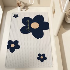 Daysoy 多款設計吸盤式浴室浴缸防滑墊 70 x 40 cm, 23 海軍藍花朵, 1個