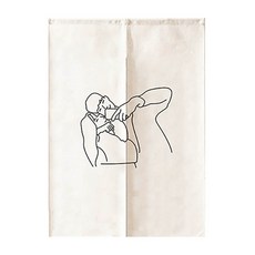 Ahope 可愛情侶線條印花隔間對開式窗簾, Type 02