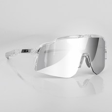 gabin Style Horn 大尺寸運動太陽眼鏡 G106 + 度數夾片組, T924 透明銀色變色鏡片(太陽眼鏡), 隨機出貨(矽膠環), 1套