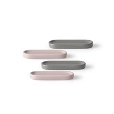 PRELUDE 素色橢圓湯匙筷架, 木炭，印粉色, 4個