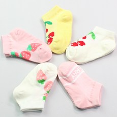 Kids FUTURE 幼兒草莓網眼短襪5件組