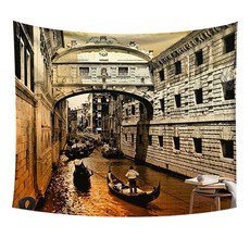 QIDINA 出國趣仿真療癒系掛毯掛布沙灘巾裝飾布 A, 威尼斯水之都
