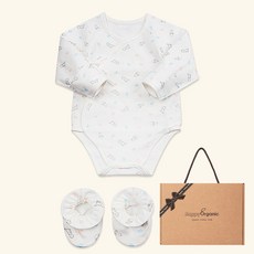 HappyOrganic 夏季新生兒恐龍連身衣/包屁衣 + 腳套禮盒組