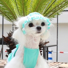 레어밍스 레드퍼피 반려동물 프릴 플라워 캡, 민트, 1개