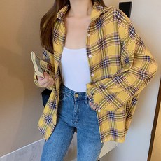 Lemon Soul 女款Duren泡泡袖寬鬆格紋襯衫