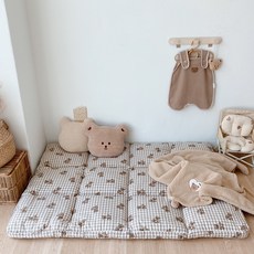 돗투돗 유아용 논슬립 트윌 토퍼, 멜란체크 돗테디 브라운, 1개