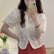 여성용 블랙101 윙클 진주버튼 레이스 가디건 CH-2317527