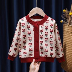 孩童櫻桃印花開衫