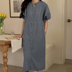 페이퍼먼츠 알리움 루즈핏 퍼프 데님 원피스 10870