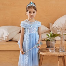 Nrkiz Wow 兒童女童一字肩公主裙 + 頭飾 + 桿