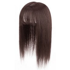 HiYuni 直髮燙短髮頭頂補髮髮片 35cm, 深棕色, 1個