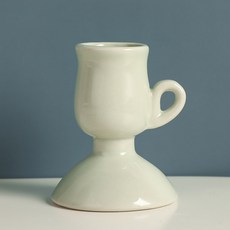 簡約光感 可愛馬克杯造型陶瓷迷你感性燭台 高3.5cm, 綠色