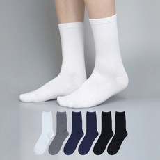 싹스윕 남성용 프리미엄 면두올 무지 장목 양말 6켤레
