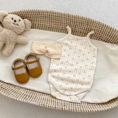 베베니즈 유아용 여름감성 잔패턴 끈나시 바디수트